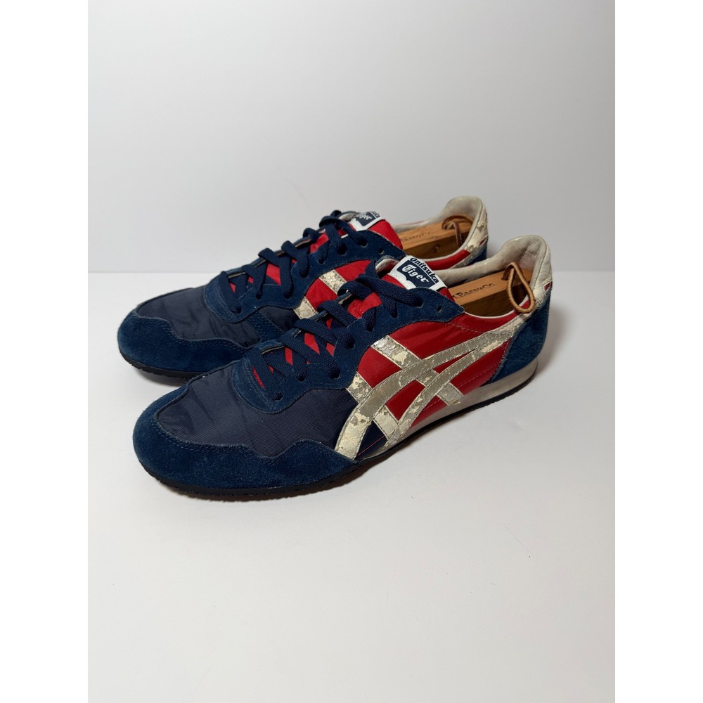 Vintage Onitsuka Tiger Serrano Sneakers Mens 11 Red Navy Blue Gold D109K Low Top